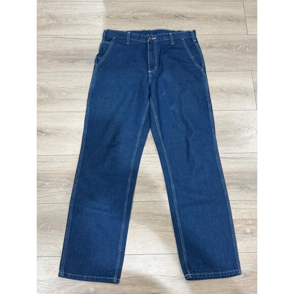 Carhartt Carpenter 32x32 Dark Jeans 382-83 Dungaree Fit Work Pants Denim - Picture 1 of 6